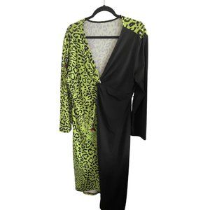 Fierce and Wild: Green and Black Cheetah Dress with Red Eyes